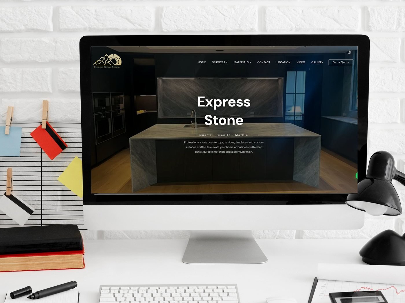 Express Stone Design shown on a desktop computer