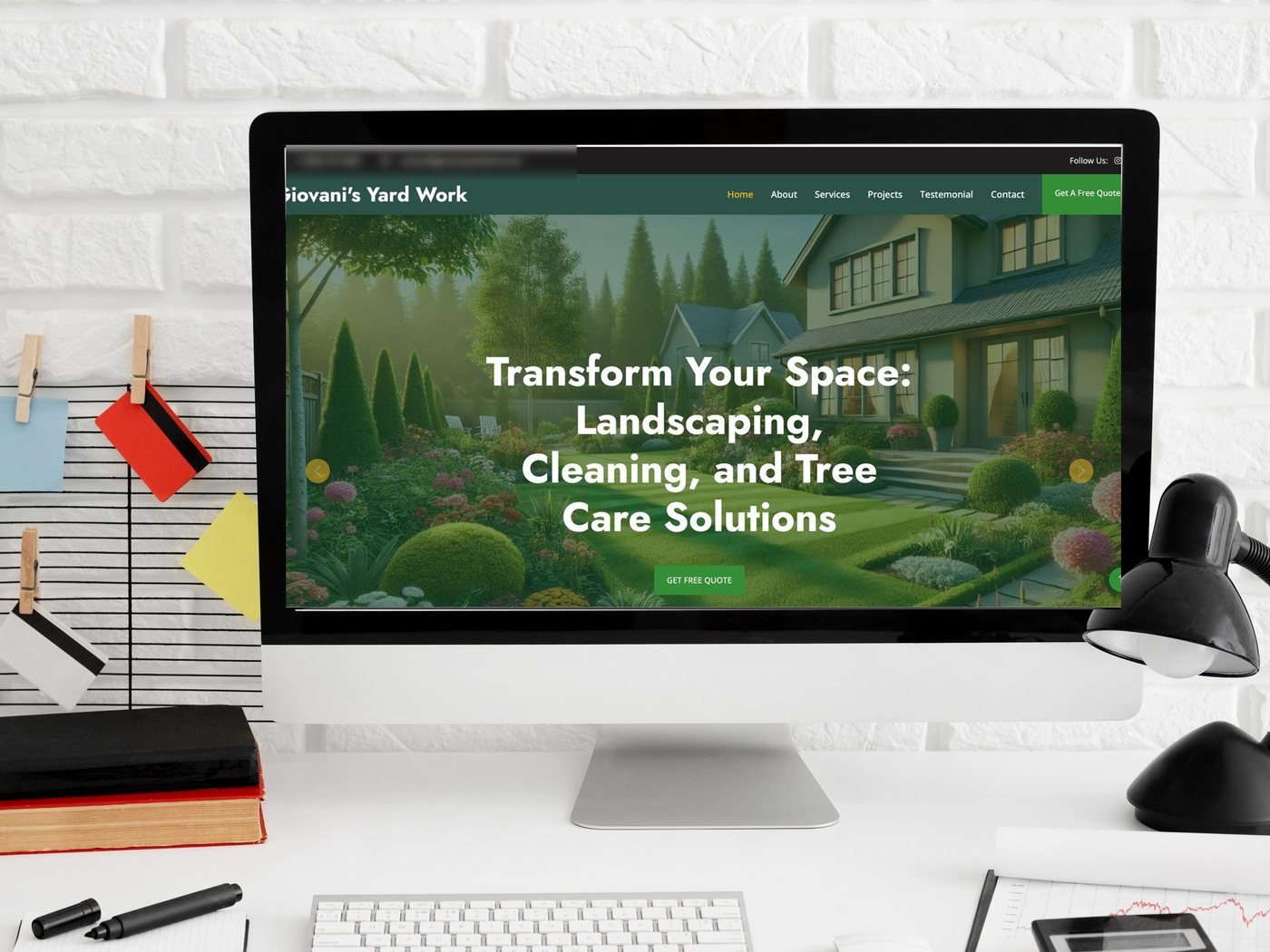 Giovani's Yard Work shown on a desktop computer